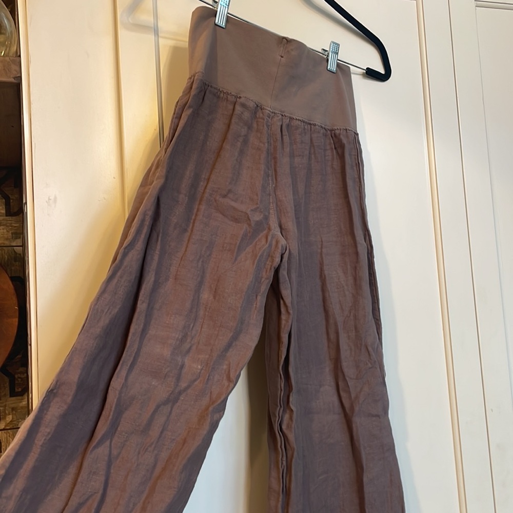Hard tail brown linen pants - 100% linen!
